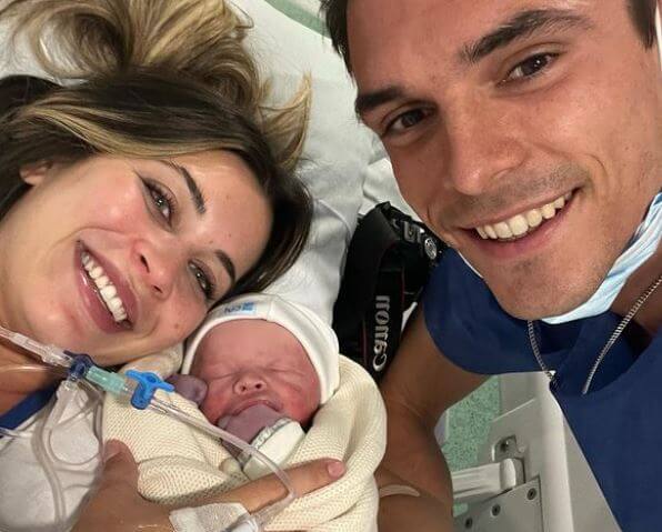 Patricia Palhares with her boyfriend Joao Palhinha and newly born baby.